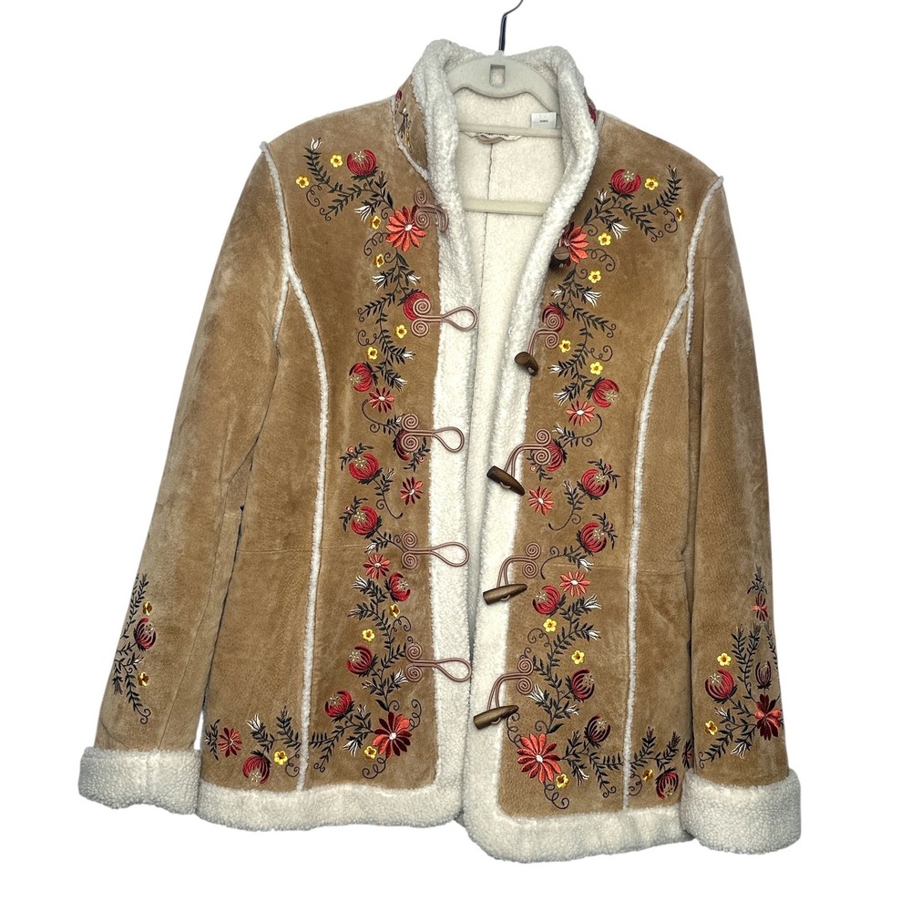 VTG Y2K 90s St. John's Bay Suede Floral Embroidered Phoebe Friends Jacket Large